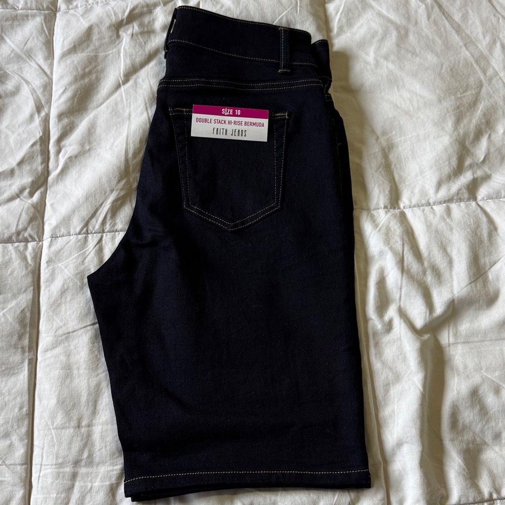 Faith Jeans Double Stack Hi-Rise Bermuda Shorts - - Picture 5 of 5